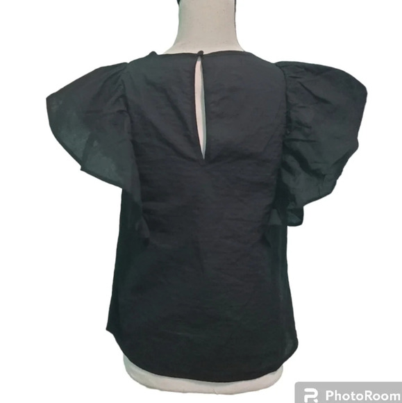 NWT A New Day Flutter Sleeve Black Blouse S - Picture 3 of 5